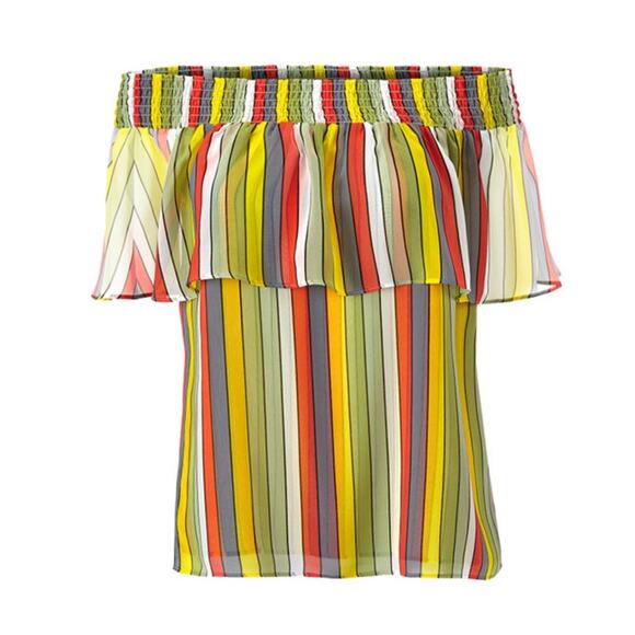 Cabi Maravilla Carnival Striped Off the Shoulder Top Size Small - Picture 2 of 6